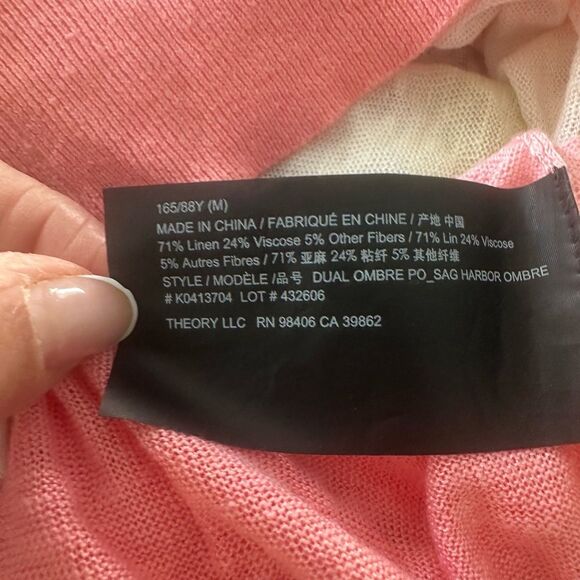 THEORY Linen Blend Sweater/ Cardigan Size Medium - Picture 6 of 7